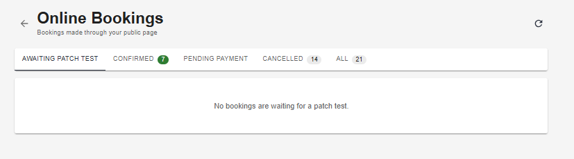Awaiting Patch Test — bookings where the patch test requirement has not yet been met