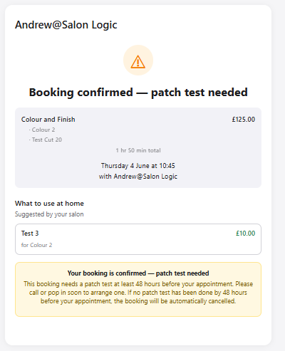 Step 4 — confirmation with retail product recommendation