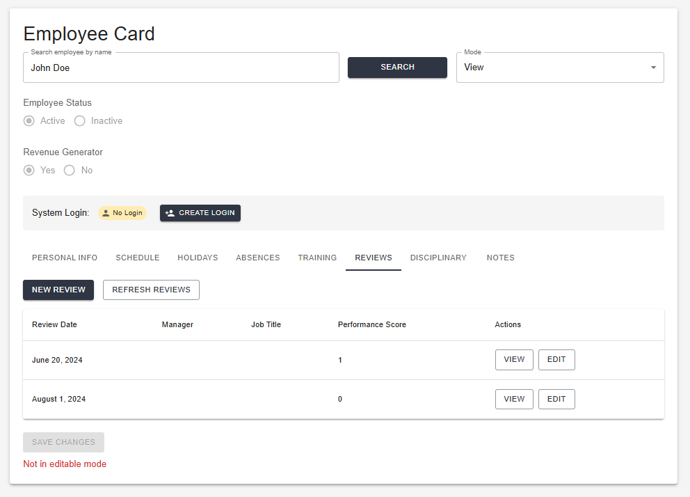 Reviews tab