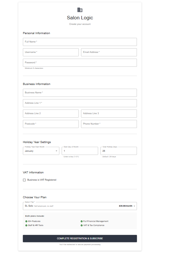 Company profile form