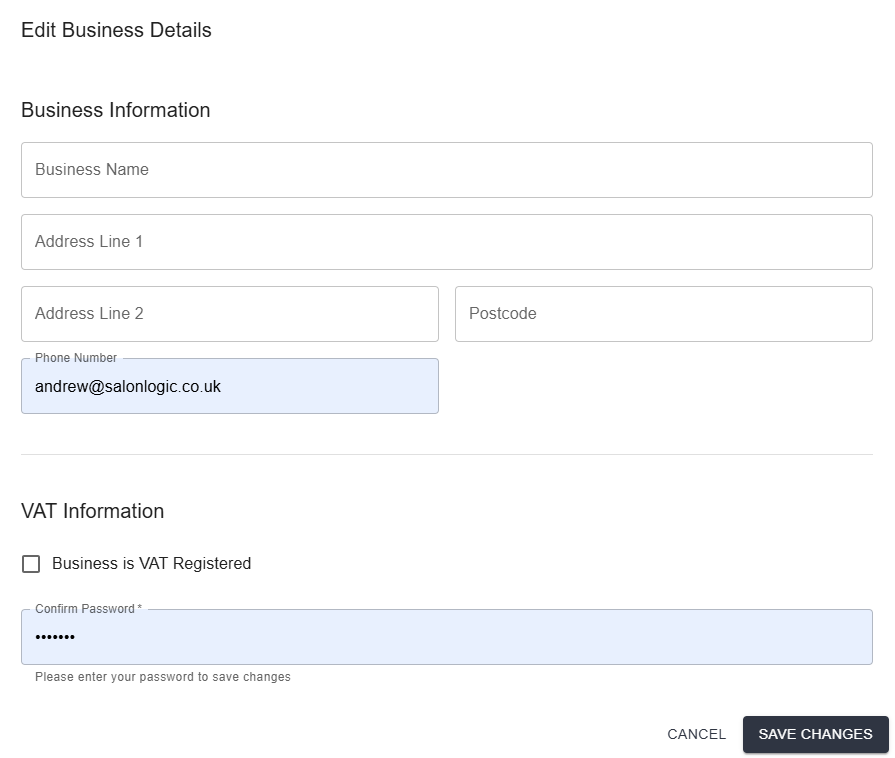 VAT settings